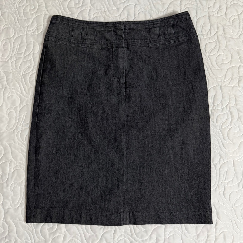 Sandro Pencil Skirt Women 8 Grey Excellent Denim Knee Length Back Vent Office